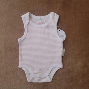 Purebaby Baby Girl Singlet Pink/White Striped Bodysuit Size Newborn NWT